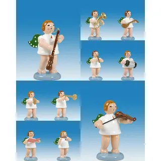 Holzfigur Engelmusikanten 10-teilig ohne Krone Höhe 6cm NEU Holzengel Gottesbote