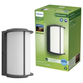Philips Außenwandleuchte Metall 24,0 cm spritzwassergeschützt grau