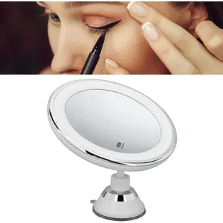 10-facher Vergrößerungs-Schminkspiegel mit 3 Lichtfarben, Saugnapf-Schminkspiegel für Make-up, Reisen und Badezimmer