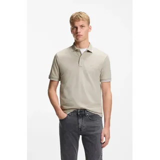 Poloshirt BOSS ORANGE "Passertip", Herren, Gr. L, open grau070, Piqué, Obermaterial: 95% Baumwolle, 5% Elasthan, unifarben, slim fit hüftbedeckend, V-Ausschnitt, eingesetzt Bündchen, Shirts Poloshirt, mit BOSS Logo-Badge