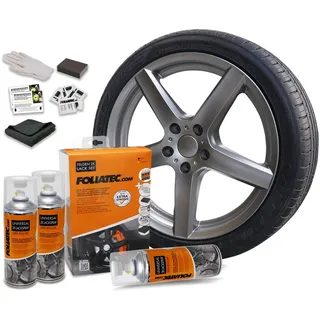 FoliaTec Felgen 2K Lack Set Felgenlack Lackspray, Gunmetal metallic glänzend, 3 x 400 ml