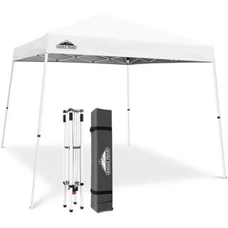 EAGLE PEAK 3x3m Schräg Beine Pop-up Pavillon im Freien, UV-Schutz 50+ Wasserdicht Faltbar Faltpavillon für Camping Garten Party (Weiß) E64 10' x10'