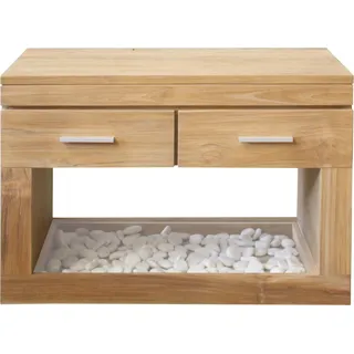 Teako Design Waschbeckenunterschrank hängend Boras Massivholz wetterfest - Badmöbel Unterschrank 60-120cm (50 x 90 x 60 cm) - Braun