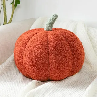 Kürbis Kissen Deko, Kürbiskissen Plüsch Pumpkin Herbstdeko Kissen Rot Kürbis Zierkissen Herbst Deko für Halloween Erntedankfest Sofa Bett Dekoration (Rot)