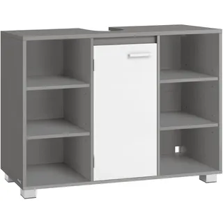 VASAGLE Waschbeckenunterschrank mit verstellbaren Ablagen und Füßen | Unterschrank, Badezimmerschrank, Badschrank, 30 x 90 x 60 cm, Taubengrau-wolkenweiß BBK507G01