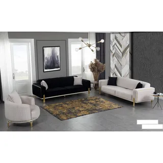 Luxus Sofagarnitur Couch Set Sofa Polster Couchen 3+3+1 Polstergarnituren Samt