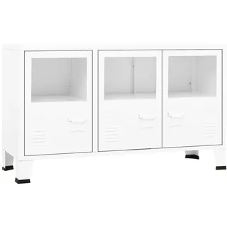 Industrial Sideboard Weiß 105x35x62 cm Metall und Glas - Weiß