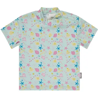 Sterntaler Badeshirt Muschel – Baby- & Kinder-Badeshirt aus Elasthan-Bademodenstoff, Kurzarm, Muschel-Muster, Reißverschluss an der Schulter, UV-Schutz 50+, hellmint, Größe 80