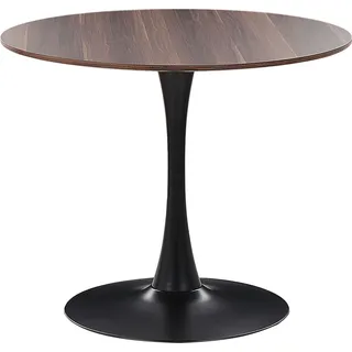 BELIANI Esszimmertisch Dunkelbraun / Schwarz Rund 90 cm MDF-Platte Metall Modern Minimalistisch - Braun, Schwarz