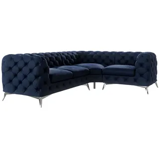 S-Style Möbel Ecksofa Chesterfield Laura Marineblau Samt, Ottomane rechts , Textil , Echtholz,Buche, Birke , Füllung: Polyetherschaumkern,Polyetherschaumkern , Eckteil, L-Form, Ottomane rechts,L-Form , 264x204 cm , Blauer Engel, FSC Mix, Oeko-Tex®, Hergestellt in Europa , Wohnzimmer, Sofas & Couches, Wohnlandschaften, Ecksofas