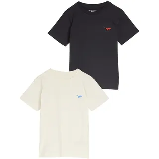 TOM TAILOR T-Shirt mit Dino-Stickerei, weiß