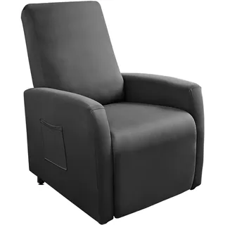 Btstil 4-Teilig Sessel überzug Stretch, All-Inclusive Sesselschoner für Fernsehsessel mit Taschen, Einfarbig Wasserdicht Sesselschoner für Relaxsessel (Dunkelgrau)