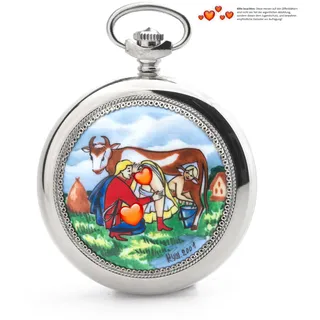 Taschenuhr 3602 russische mechanische EROTIK Liebespaar Bauer MOLNIJA Handbemalt