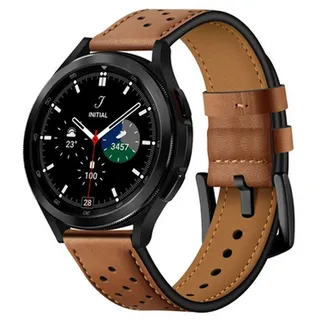 TECH-PROTECT Tech Samsung Galaxy 4 Smart Watch Lederarmband, Braun, 40/42/44/46m (40 mm, 42 mm, 44 mm, 46 mm, Leder), Uhrenarmband, Braun