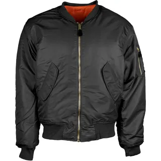 Mil-Tec US Fliegerjacke MA1® Basic • Klassische Bomberjacke im US Air Force Stil • Wind- & wasserabweisende Pilotenjacke • Wendbare Übergangsjacke Herren • Freizeitjacke Herren • Schwarz, XL