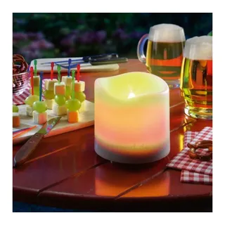 esotec Solar Kerzenleuchte Romantica, LED Kerzenlicht, Tischleuchte, Stehleuchte, Akku, Flackerlicht, LED-Kerze, Solarleuchte, Standleuchte, 10x10cm, Kunststoff, außen, outdoor, wetterfest, 102079