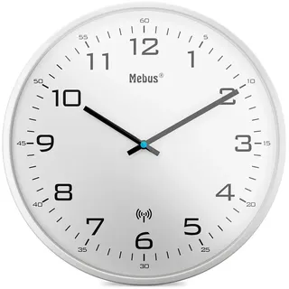 MEBUS 13080 30 cm Funk Wanduhr schwarz/weiß