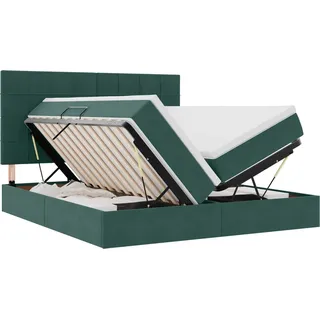 vidaXL Bett mit LED-Lichtleisten Dunkelgrün 180 x 200 cm Samt - Grün