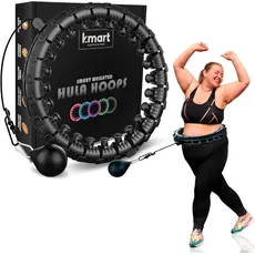 K-MART Smart Hula Ring Hoops, gewichteter Hula Circle 24 Abnehmbarer Fitnessring mit 360 Grad automatisch drehendem Ball, Gymnastik, Fitness für Erwachsene zur Gewichtsreduktion (Anthrazitschwarz)