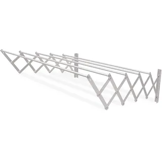 Amig - Ausziehbarer Wandwäscheständer - Maße: 100x14x3 cm - Trockenlänge: 5 m - Rostfreies Aluminium - Edelstahlschrauben - Für Innen- und Außenbereich - Einfache Montage