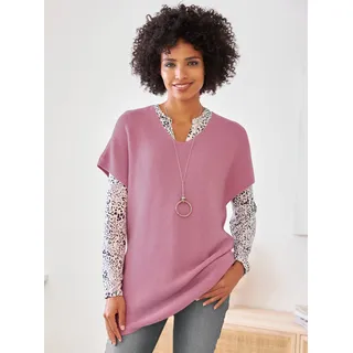 Pullunder HEINE "Pullunder", Damen, Gr. 42, rosa (altrosa), 100% Polyacryl, unifarben, Pullover Pullunder