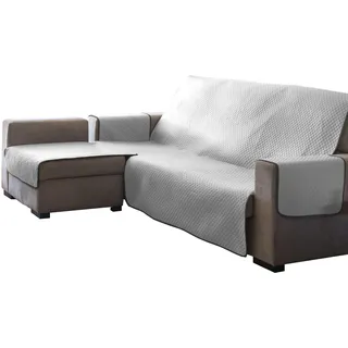 Estoralis | AVA | Moderner Chaiselongue-Bezug | Wende-Steppstoff | Farbe - Weiß | Für Chaisse Longue 290 cm linker Arm| Stoffgröße 290 x 255 cm(Breite x Höhe) Schutz für alle Arten von Sofas