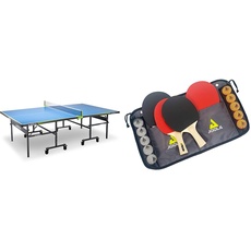 JOOLA 11134 Tischtennisplatte Outdoor Rally-Profi Tischtennistisch 6 MM & Tischtennis-Set Family, 4 Tischtennisschläger