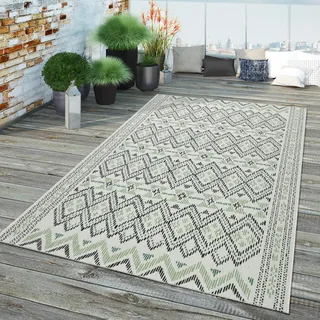 TT Home In-& Outdoor Teppich Terrasse Und Balkon, Geometrisches Design, Modern In Grün Größe 80x150 cm - Grün