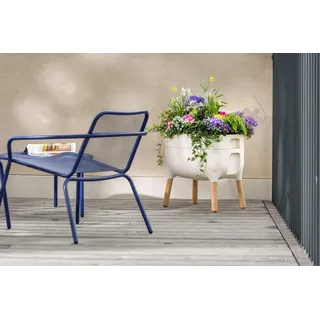 Plastia Blumentopf, niedrig, elfenbeinfarben/Weiß