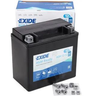 Exide AGM12-12 AGM-Ready Motorrad Starter-Batterie 12V 12Ah 200A
