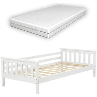 [en.casa] Kinderbett Nuuk 70 x 140 cm Kiefer massiv weiß