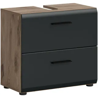 xonox.home Waschbeckenunterschrank Ice Nox Oak Nachbildung schwarz matt – Maße cm B: 60 H: 54