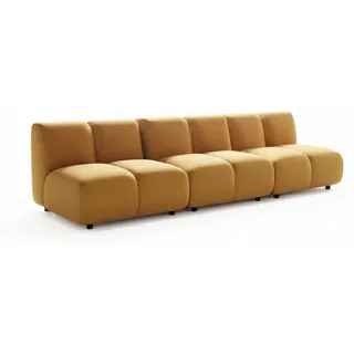 KAWOLA Modulsofa LAYLA 3-Sitzer 3 Module Velvet gelb - Gelb