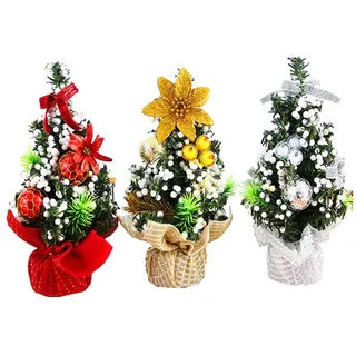 byou Mini Weihnachtsbaum,Künstlicher Weihnachtsbaum 3 stücke Gold Silber Rot Desk Christmas Tree für Tabelle und Schreibtisch Tops Weihnachten Zuhause Party Dekoration