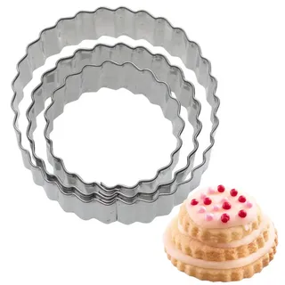 Westmark 3 Terrassen-Ausstecher Ring gewellt, 4 cm, 5 cm, 6 cm aus Edelstahl,