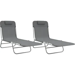 vidaXL Sonnenliegen Klappbar 2 Stk. Grau Textilene und Stahl - Grau