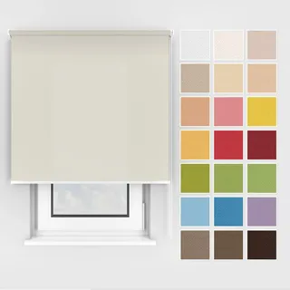 Estika Rollo mit Bohren Deckenmontage und Wandmontage, Breite: 50 cm, Höhe: 150 cm, Farbe: Perle, 25 Stoff Farben, Fenster rollos für innen, Sichtschutz für Fenster und Balkontür