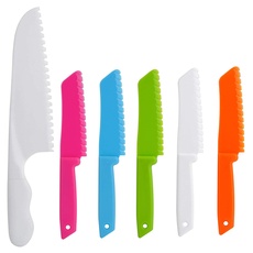 ONUPGO 6 -teiliges Kunststoff-Küchenmesser-Set mit gezackten Schneidekanten - Kunststoffmesser - Kids Safe Chef Nylonmesser/Kinder-Kochmesser für Obst, Brot, Kuchen, Salat und Salat