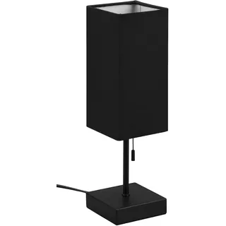 Reality Leuchten Tischleuchte Ole R51061032, Metall Schwarz matt, Schirm Stoff Schwarz, exkl. 1x E27, USB A & C Buchse