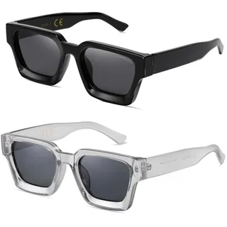 SHEEN KELLY Polarisierte Retro Rechteckige Dicke Sonnenbrille Herren Damen