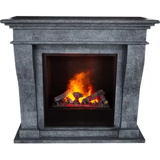 Xaralyn Wasserdampf-Kamin - Kreta EC6-SWU - schwarz Naturstein - mit Fernbedienung - Opti-Myst Elektrokamin - Kaminsims inklusive Einbaukamin - Dekokamin - Grau