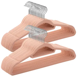 Songmics Kleiderbügel Samt Silber/Hellrosa 50 St.
