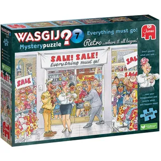 JUMBO Spiele Jumbo 1110100018 - Wasgij Mystery 7 Retro Everything must go!, Alles muss raus!, 1000 Teile