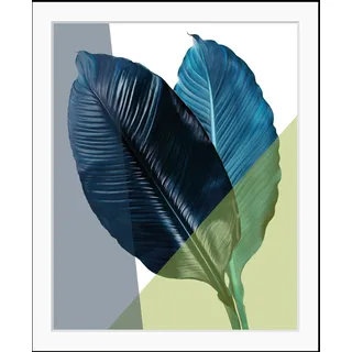 Queence »Elisa« Abstrakt Blätter Figuren Kunst Pflanzen Pflanzenbilder HD Premium Poster-Druck inkl. Holzrahmen,