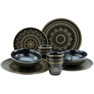 CreaTable Kombiservice Mandala 8-tlg. schwarz ornamental