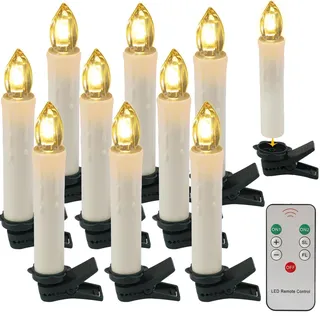 EuroFone LED Weihnachtskerzen Flammenlose Kerze mit Fernbedienung, 10 Stück/Set (Warm white-W6)