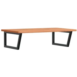 Waschbeckenregal Wandmontage Stahl und Massivholz Buche - Braun, Schwarz
