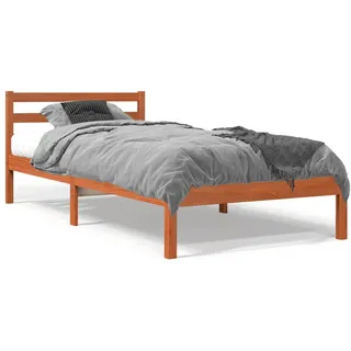 vidaXL Massivholzbett ohne Matratze Wachsbraun 90x200 Kiefernholz