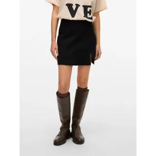 Jeansrock VERO MODA "VMNELLY HR SHORT SKIRT DNM MIX NOOS", Damen, Gr. S (36), schwarz, Denim/Jeans, Obermaterial: 70% Baumwolle, 29% Polyester, 1% Elasthan, unifarben, regular fit knielang, Röcke Jeansrock, Topseller