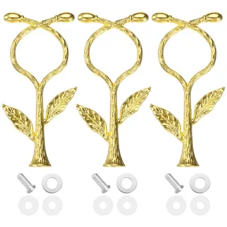 QUARKZMAN 1 Etagen Kuchen Tablett Ständer Griff 3 Satz Metall Kuchenständer Halter Cupcake Dessert Teller Hardware Befestigung Griffstange Ständer Griff für Hochzeit Party, Gold (Weinrebe)